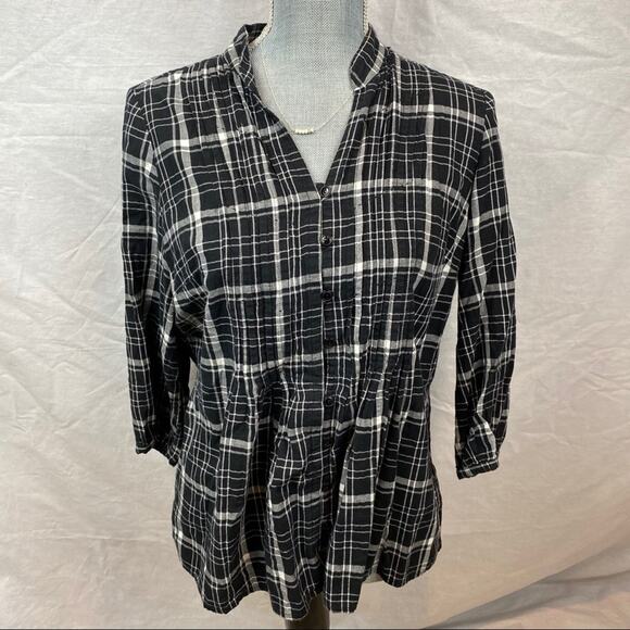 St. John’s Bay Petite Plaid Button Down Blouse - Picture 1 of 16